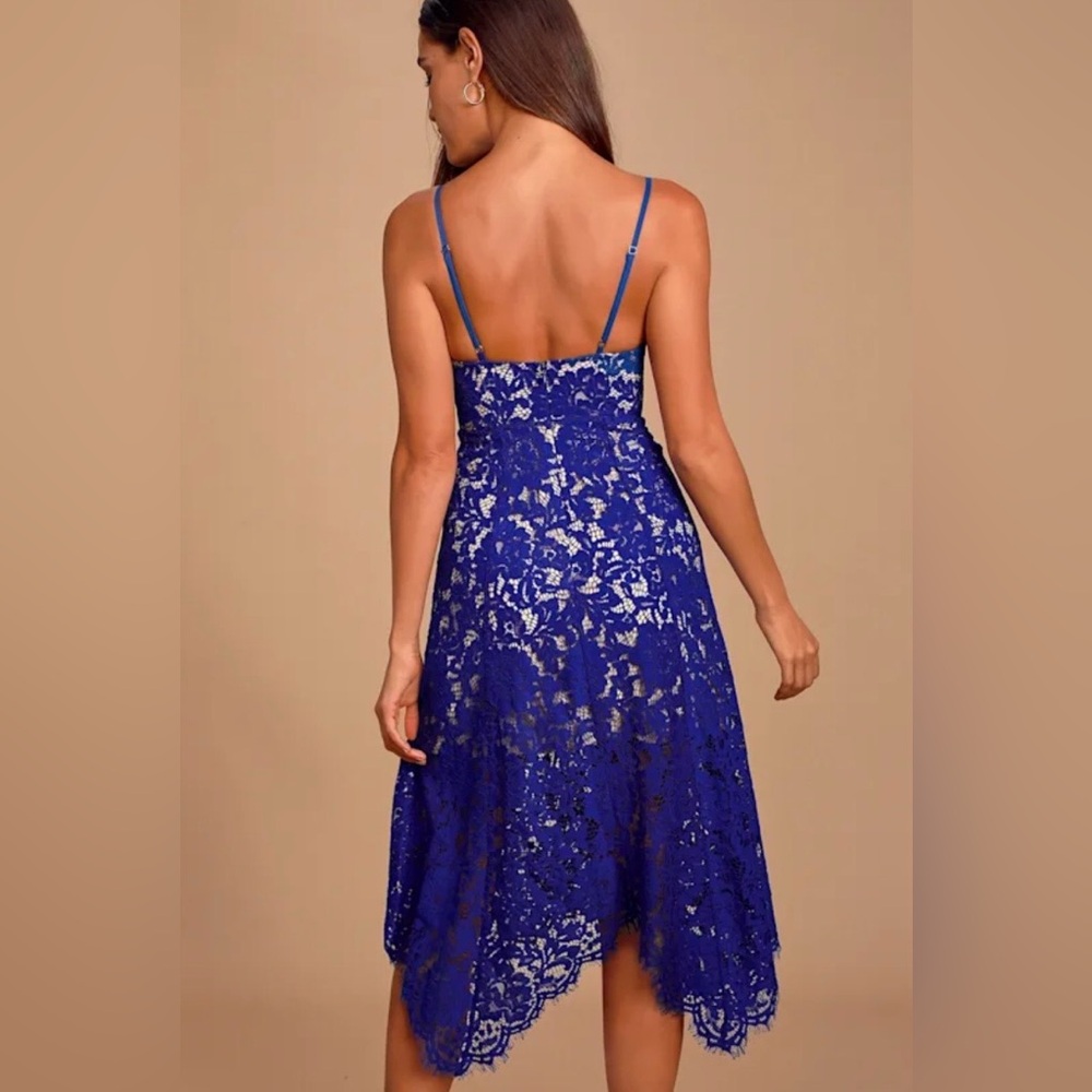 Lulu's Royal Blue Lace Midi Dress - Picture 5 of 11